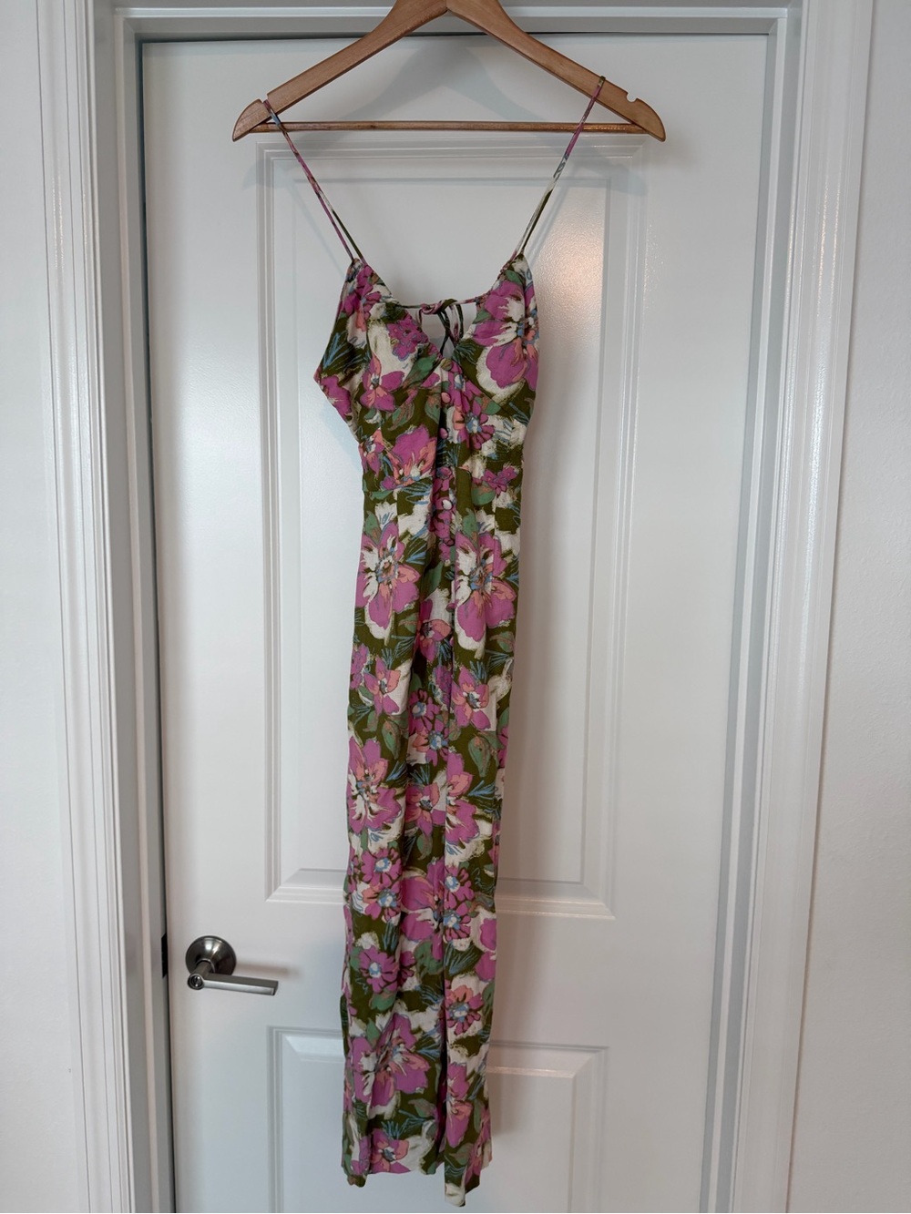 Zara Pink & Green Floral Slip Maxi Dress